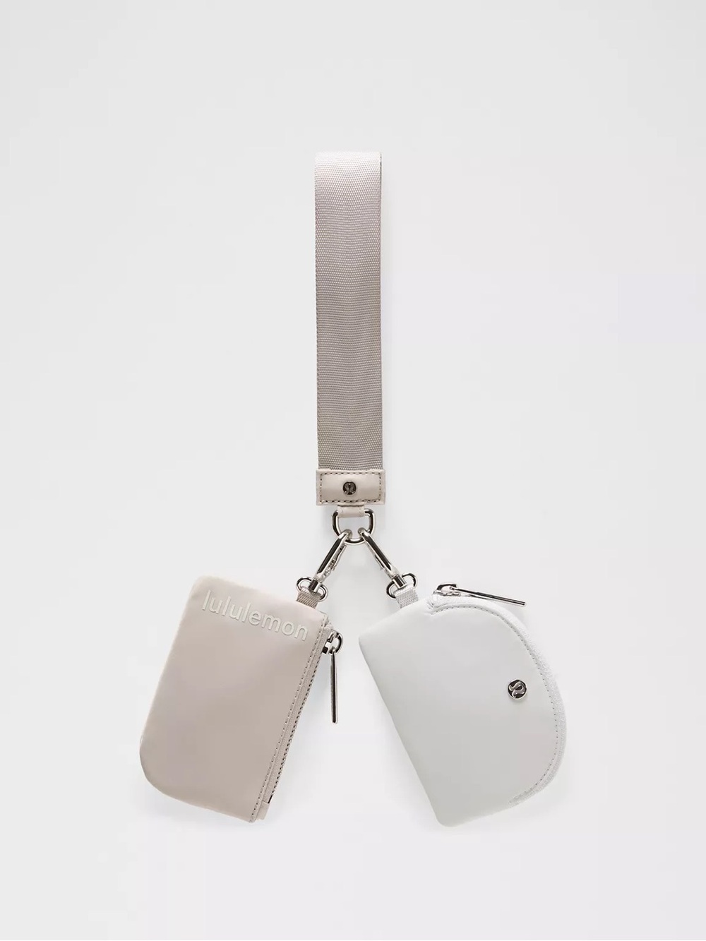 lululemon athletics Dual Pouch Wristlet Beige and White